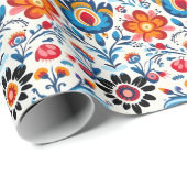 Papier Cadeau Motif floral de fleurs sauvages élégantes (Coin rond)