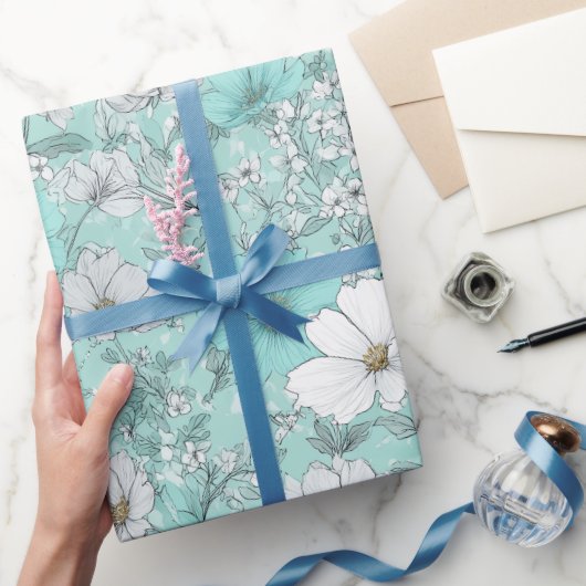 Papier Cadeau Motif floral de fleurs sauvages pastel délicat à l (Cadeaux)