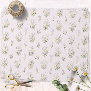 Papier Cadeau Motif floral de jardin de fleurs coloré à l'aquare