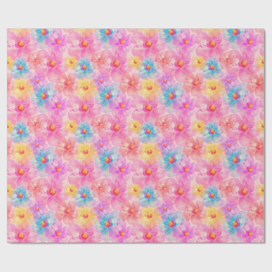 Papier Cadeau Motif floral de l'aquarelle rétro (Plat)