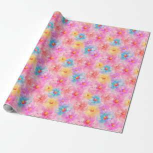 Papier Cadeau Motif floral de l'aquarelle rétro