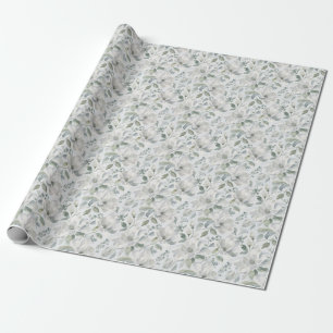 Papier Cadeau Motif floral de magnolia en gris doux
