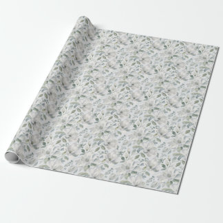 Papier Cadeau Motif floral de magnolia en gris doux