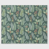 Papier Cadeau Motif floral de Noël moderne (Plat)