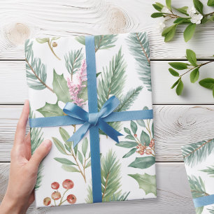Papier Cadeau Motif floral de Noël moderne