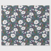 Papier Cadeau Motif floral de Noël moderne hiver (Plat)