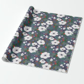 Papier Cadeau Motif floral de Noël moderne hiver (Déroulé)