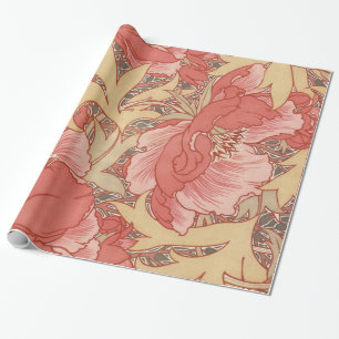 Papier Cadeau Motif floral de Nouveau d'art de pavots de William