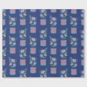 Papier Cadeau Motif floral de pot Mason (Plat)