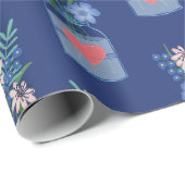 Papier Cadeau Motif floral de pot Mason (Coin rond)