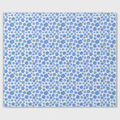 Papier Cadeau Motif floral de printemps bleu et blanc (Plat)