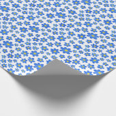 Papier Cadeau Motif floral de printemps bleu et blanc (Coin)