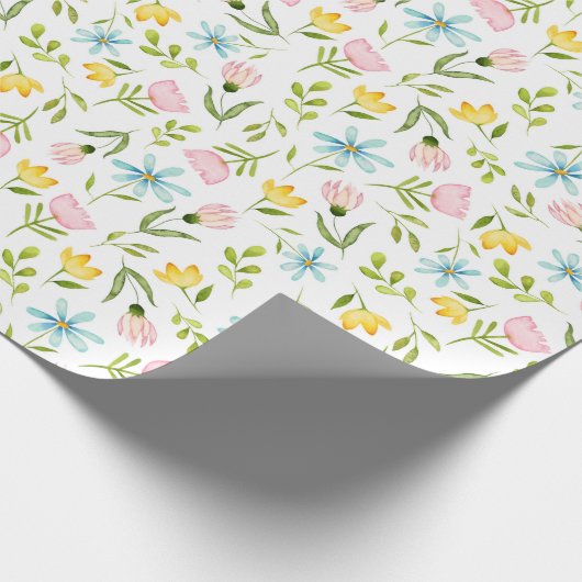 Papier Cadeau Motif floral de ressort d'aquarelle (Coin)