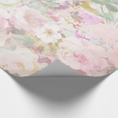 Papier Cadeau Motif floral de rétro aquarelle blanche rose chic (Coin)
