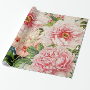 Papier Cadeau Motif floral de rétro de pivoine ressort de fleur