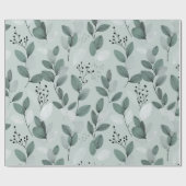 Papier Cadeau Motif floral de sauge à feuille verte scandinave (Plat)
