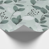 Papier Cadeau Motif floral de sauge à feuille verte scandinave (Coin)