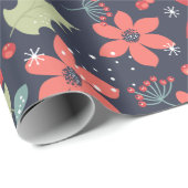 Papier Cadeau Motif floral de vacances (Coin rond)