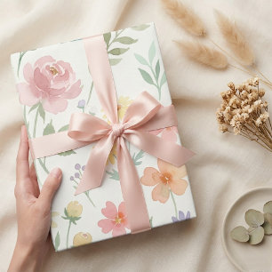 Papier Cadeau Motif floral délicat à l'aquarelle sans couture – 