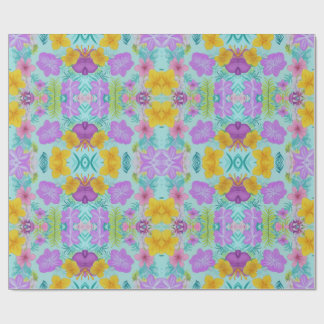 Papier Cadeau Motif floral d'été tropical - Hibiscus lumineux