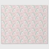 Papier Cadeau Motif floral doux de licorne (Plat)