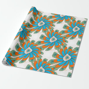 Papier Cadeau Motif floral en crépis avec fleurs abstraites. s