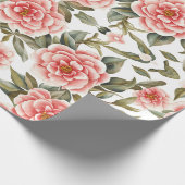 Papier Cadeau Motif Floral Fleurs de Camellia (Coin)