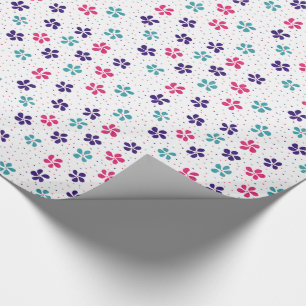 Papier Cadeau Motif floral Fleurs et Points
