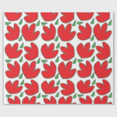 Papier Cadeau Motif floral Fleurs Rouges   (Plat)