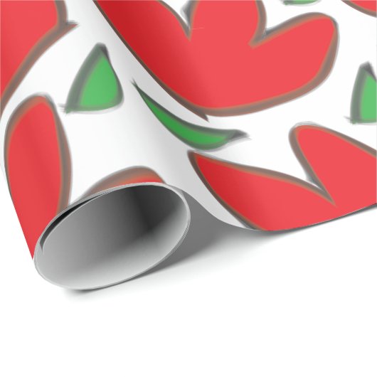 Papier Cadeau Motif floral Fleurs Rouges   (Coin rond)