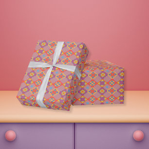 Papier Cadeau Motif floral géométrique amérindien de luxe