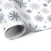 Papier Cadeau Motif floral gris élégant  (Coin rond)