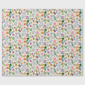 Papier Cadeau Motif floral gris lapin de Pâques (Plat)