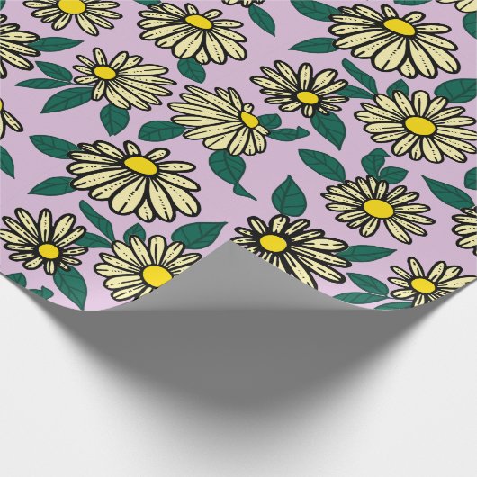 Papier Cadeau Motif floral jaune (Coin)