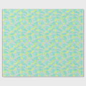 Papier Cadeau Motif floral jaune vert mou (Plat)