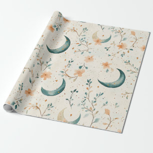 Papier Cadeau Motif Floral Lunaire Bohème Céleste (1)