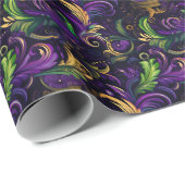 Papier Cadeau Motif floral Mardi Gras (Coin rond)