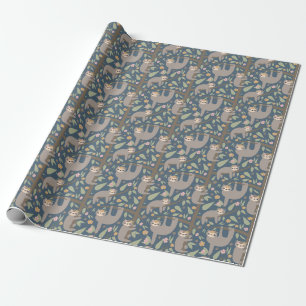 Papier Cadeau Motif floral mignon de paresse