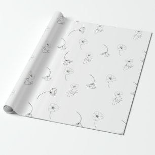 Papier Cadeau Motif floral minimaliste moderne noir et blanc