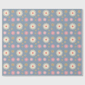 Papier Cadeau Motif floral Moderne Bleu clair Anniversaire (Plat)