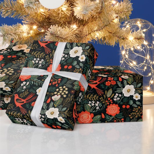 Papier Cadeau Motif floral moderne de Noël (Vacances)