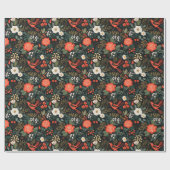 Papier Cadeau Motif floral moderne de Noël (Plat)
