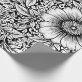 Papier Cadeau Motif floral monochrome chic de luxe (7) (Coin)