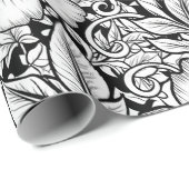Papier Cadeau Motif floral monochrome chic de luxe (7) (Coin rond)