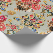 Papier Cadeau motif floral mughal ethnique transparent sur fond (Coin)