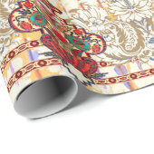 Papier Cadeau Motif floral mughien ethnique incomparable (Coin rond)