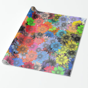 Papier Cadeau Motif floral multicolore