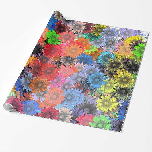 Papier Cadeau Motif floral multicolore (Déroulé)