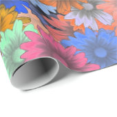Papier Cadeau Motif floral multicolore (Coin rond)