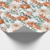Papier Cadeau Motif Floral Orange Brûlé (Coin)